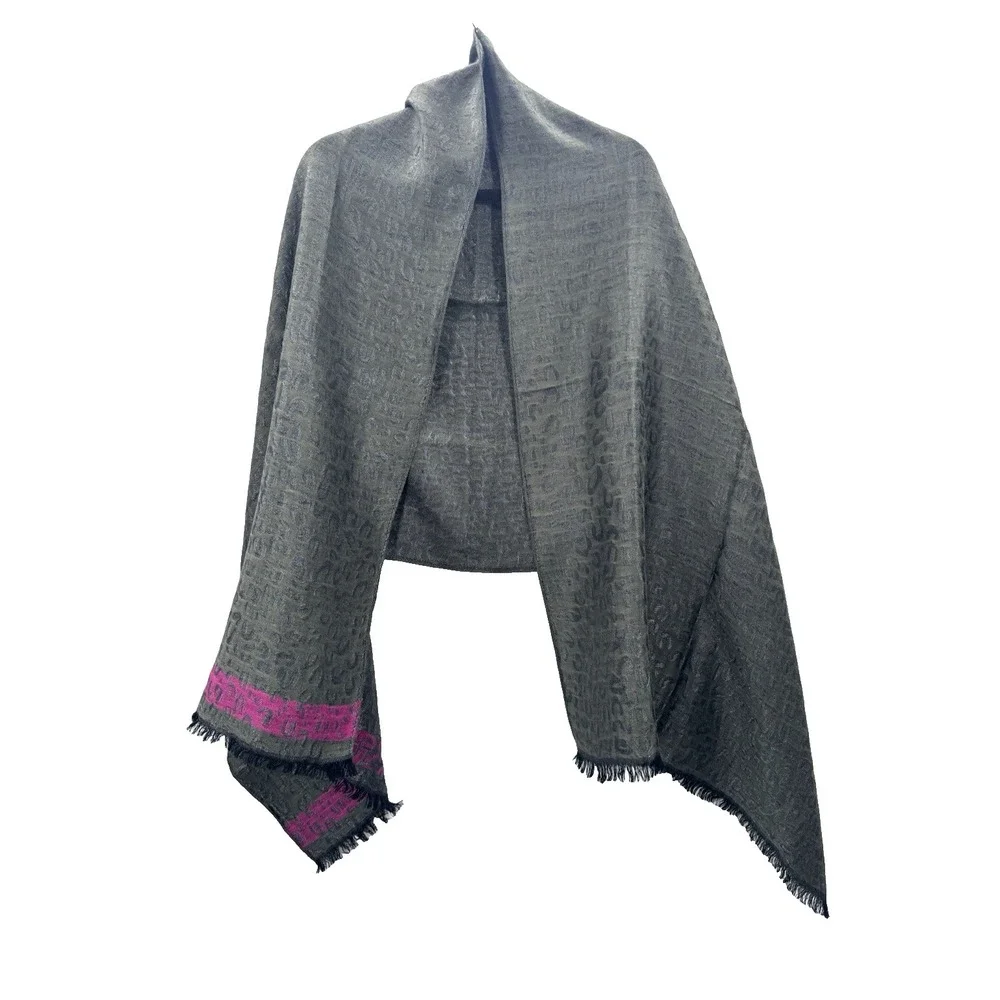 Womens Leopard Embossed Scarf Wrap Pink Stripe Metallic Evening Accessory Glam